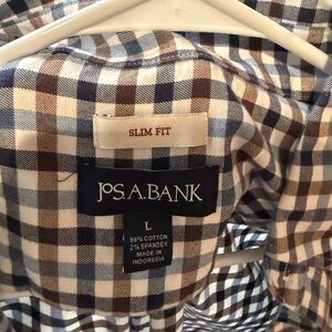 Jos. A. Bank Men's Casual Checkered Shirt - Blue and Brown